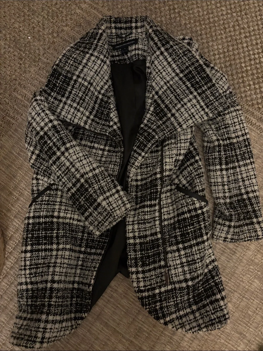 French Connection Hounds Tooth Tweed Jacket S Black and White